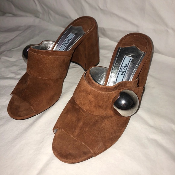 Prada Soft Leather Pump Mules - Picture 1 of 5